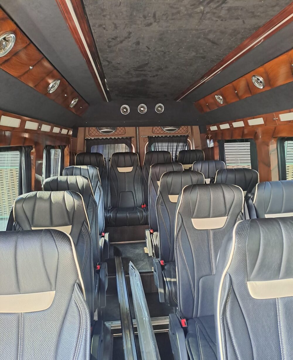 Interior of an Adel Tour passenger vehicle